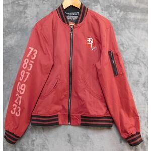 BIBISAMA Zodiac Bomber Jacket Mens M-L Red Embroidered Anime Bull Graphic